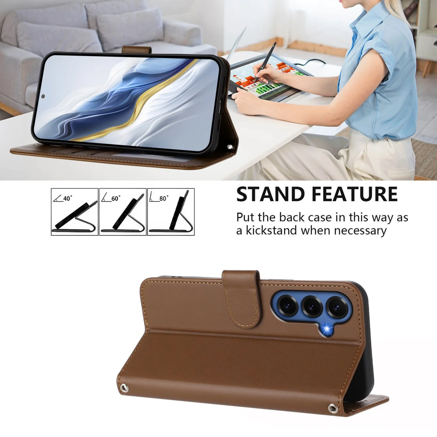 Leather Flip Phone Case with Wallet Protection - Elegant and Durable Cover