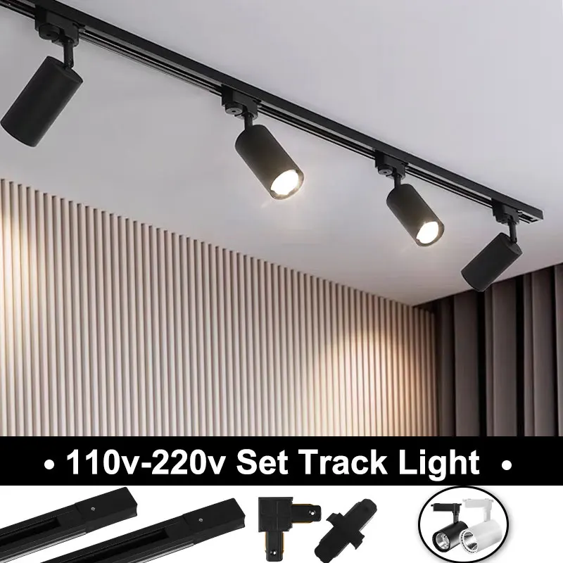 Set LED-Schienen leuchte 110V 220V Schienen lampe Spot Leuchte Cob 12//40W Scheinwerfer Schiene für Laden küche Innen