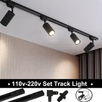 110v 220v Set Track Light Spot Lighting COB LED Track Lamp  12/20/30/40W Ceil Spotlight Rail For Home Store Decor Indoor Fixture