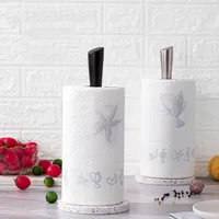 Jaswehome Paper Towel Holder Stand Marble Base Kitchen Tool Punch Free Desktop Accessories Storage Shelf Roll Paper Holder 2