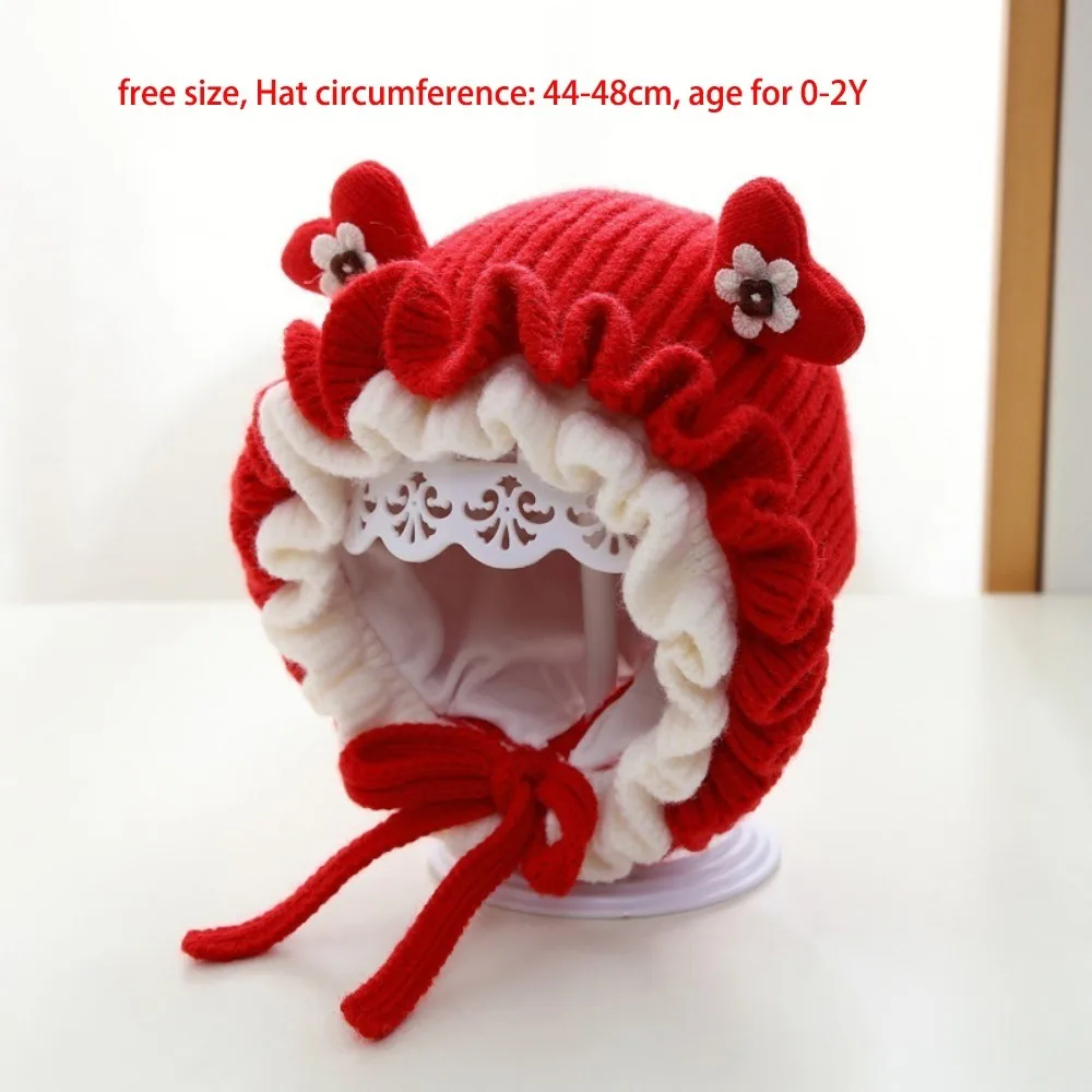 Warm Lace Princess Knitted Cap for Kids