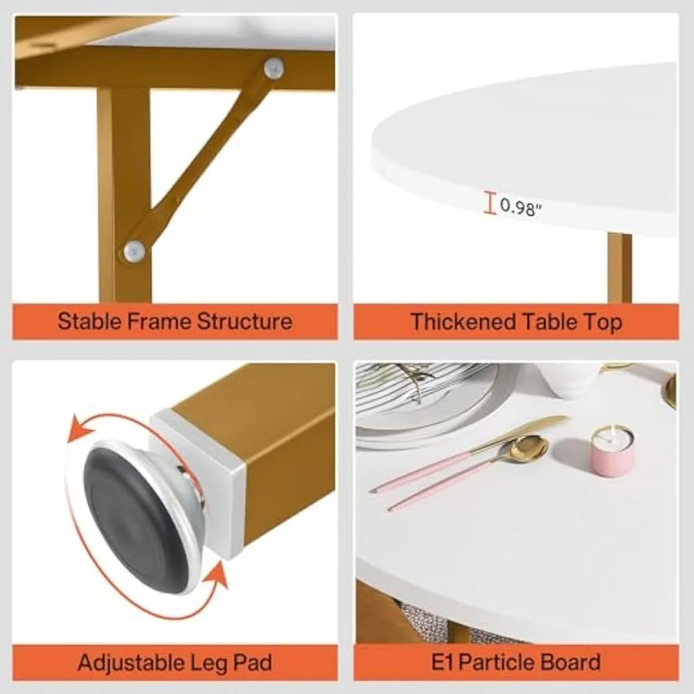 Dining Table Kitchen Tables for Dining Room, 4 People Round Dinner Table with Storage Shelves for Dining Room Kitchen Living 6