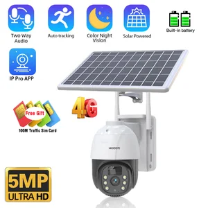 5MP 4G Solar Wireless PTZ IP Security Camera Auto Tracking Outdoor Battery Powered CCTV Video Surveillance Camera 2 Way Audio