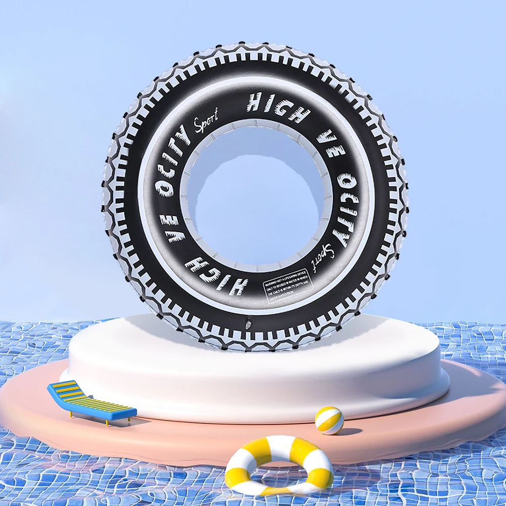 Tire Pattern Pool Floating Rings Leakproof Inflatable Swim Ring Swim Float Tube Thickened Pool Rings for Summer Pool Party