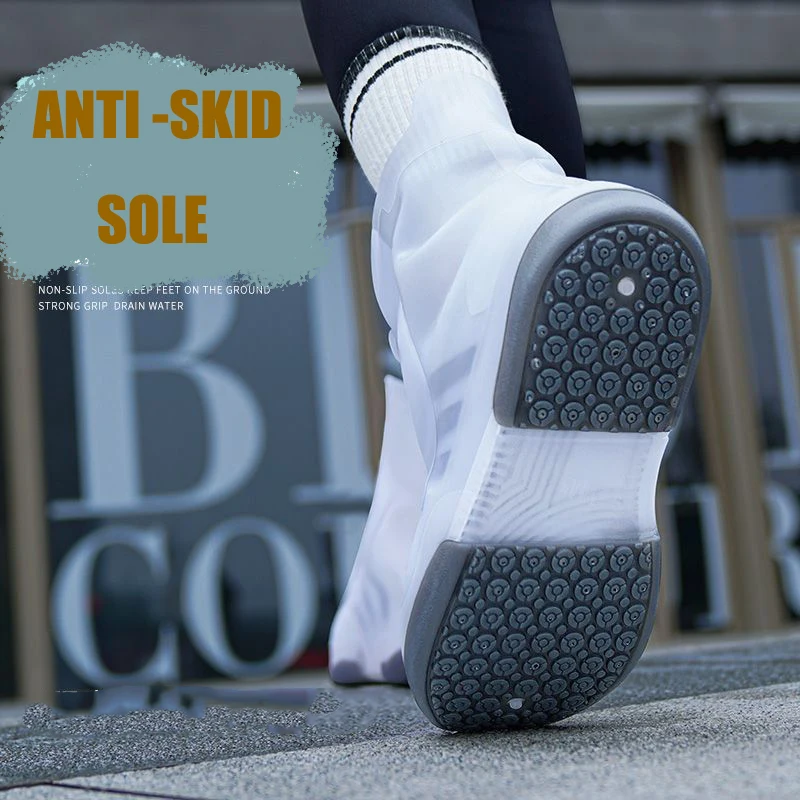 New Two Tone Shoe Covers Waterproof Overshoes Washable Anti Skid Shoe Covers With Button White Durable Shoe Covers Galoshes
