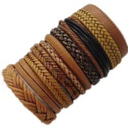 Set of 10 Handmade Black Woven Leather Bracelets for Men and Women - Fashionable Jewelry Gift Collection (Style 4)