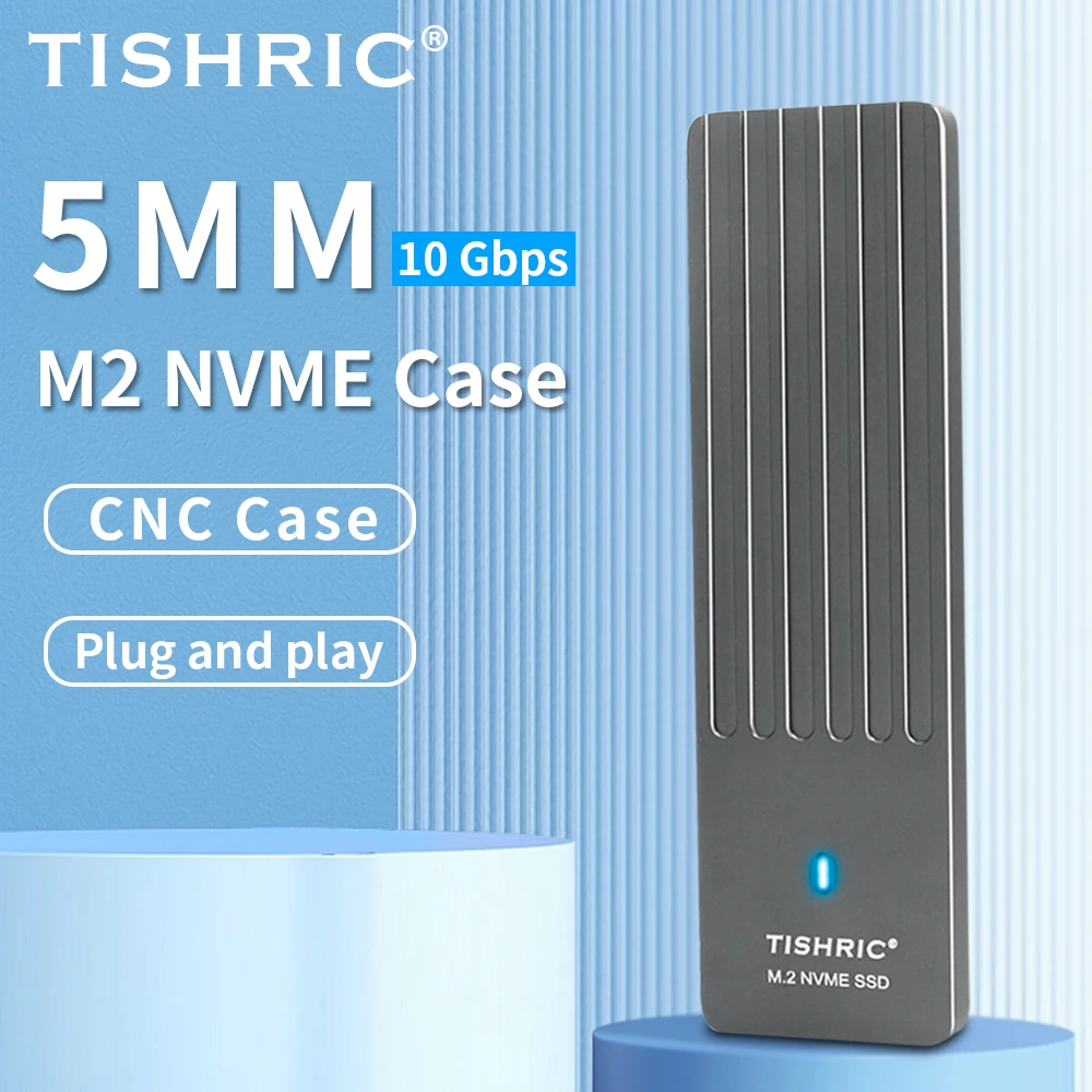 M2 NVME SSD Enclosure M Key 10Gbps Type C 5MM Ultra-thin External Hard Drive Case Adapter SSD Adapter Hard Drive Adapter