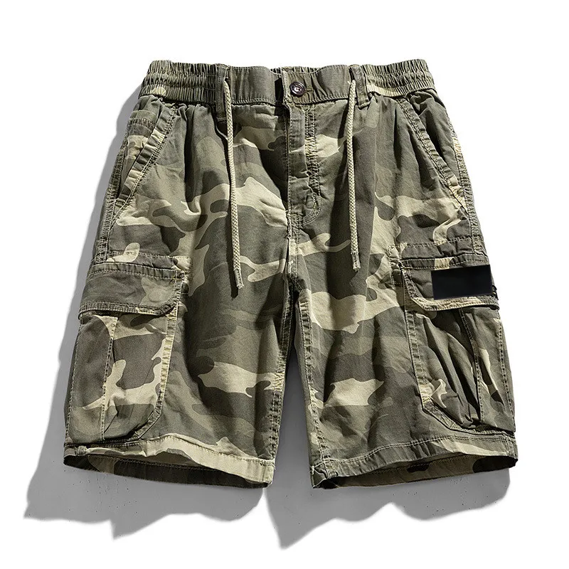 

2023 Classic Compass Armband Embroidered Loose Casual Cargo Man Pants Multi-pocket Five-point Pants Outdoor Military Men Shorts