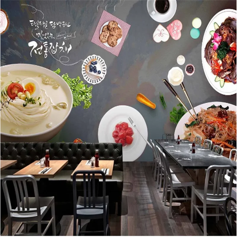 

3D Korean restaurant for Hot Pot and barbecue Background Industrial Decor Mural wallpaper