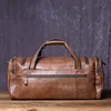 New Retro Large Capacity Men's Frosted Leather Travel Bag Made Of Old Top Layer Cowhide Portable Short Distance Luggage Bag 2
