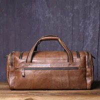 New Retro Large Capacity Men's Frosted Leather Travel Bag Made Of Old Top Layer Cowhide Portable Short Distance Luggage Bag 2