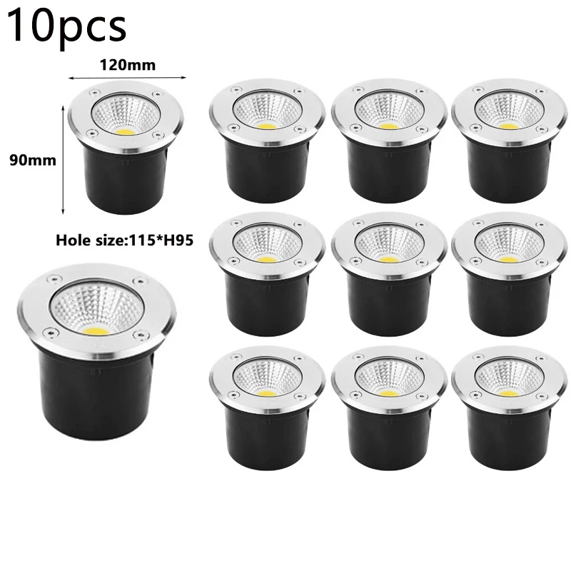 LED Underground Light 5W 10W 12W Buried Garden Path Spot Recessed 10PCS Pack AC220V110V24V IP68 Waterproof