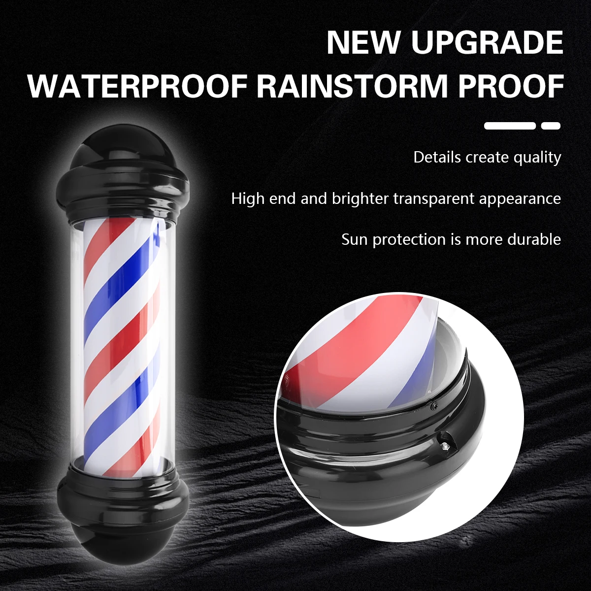 Barbershop Barber Pole Light Hair Salon Open Sign Strisce Led Rotanti Ip54 Waterproof Save Energy Wall Mount Light