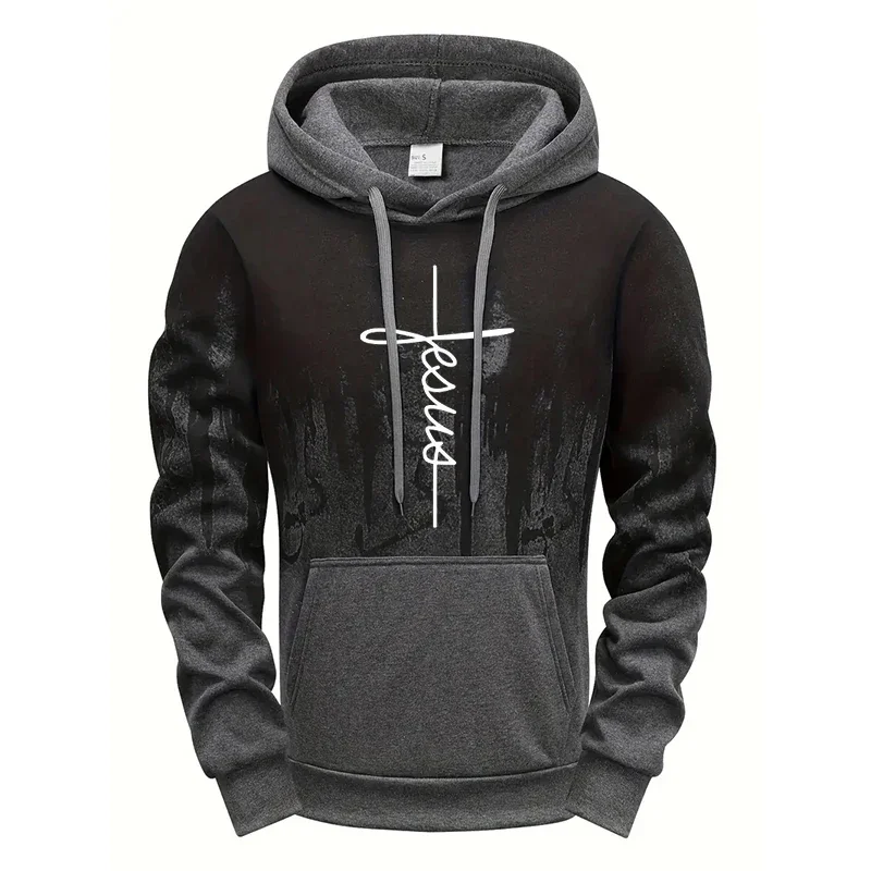 Faith Printed Hoodie for Men High Quality Hooded Long Sleeve Sweatshirts Fall Winter Daily Casual Sport Pullover 2025 Athleisure view 3