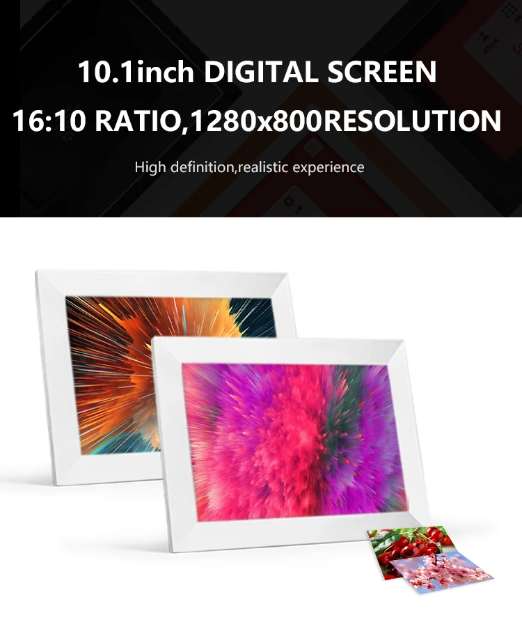 10.1inch White Photo album WIFI Digital Frame Frameo APP with Internal 32G Memory 1280x800 IPS Screen