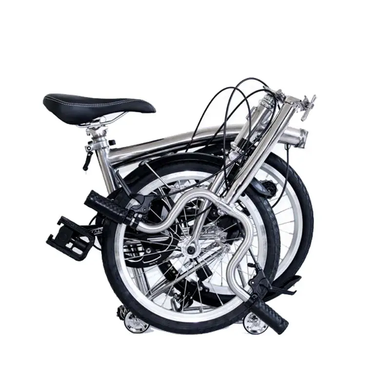 

16/20 Inch Ultralight Titanium Alloy Collapsible Bicycle Outer Cable Routing Commuting Folding Bike with C/DIsc Brake