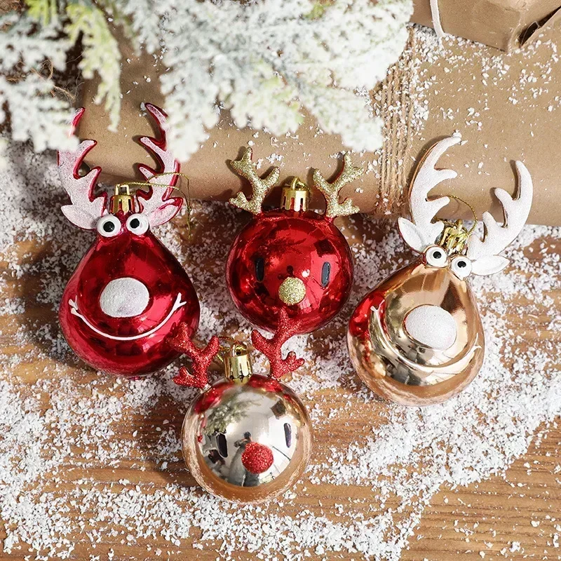 Creative Design Christmas Antlers Deer Tree Pendants Hanging Ball Ornament Xmas Decor Ceiling Cute Deer Head Party Supplies Gift