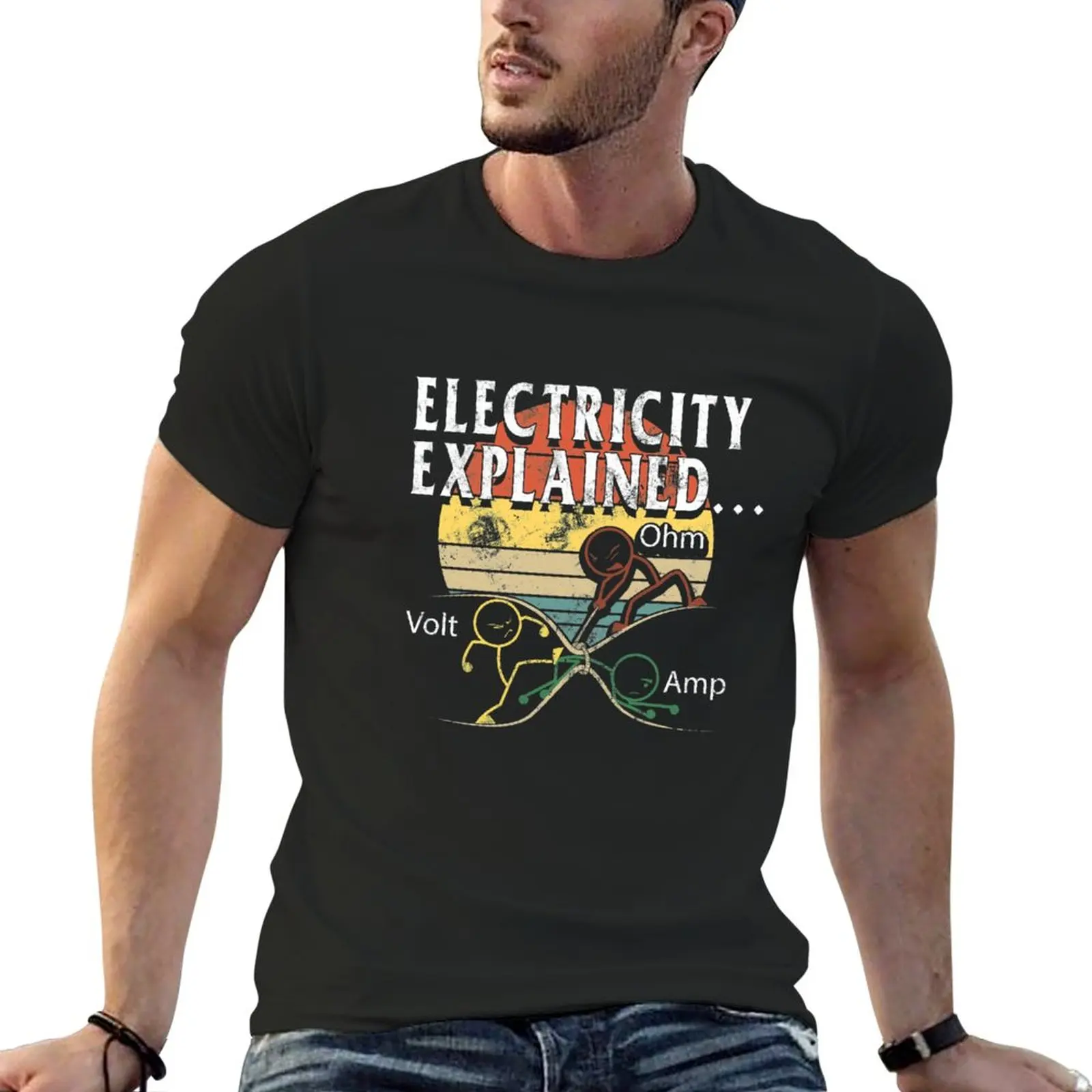 

New Funny Electricity explained Gift T-Shirt animal print shirt for boys anime clothes t shirts for men cotton