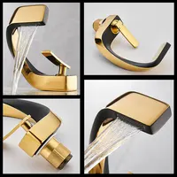 ห้องน้ําดาดฟ้าติดตั้งก๊อกน้ําอ่างล้างหน้าสีดําอ่างล้างจานแตะเดี่ยวหลุมน้ําแตะร้อนและเย็น mitigeur salle de bain ก๊อกน้ําผสม 5