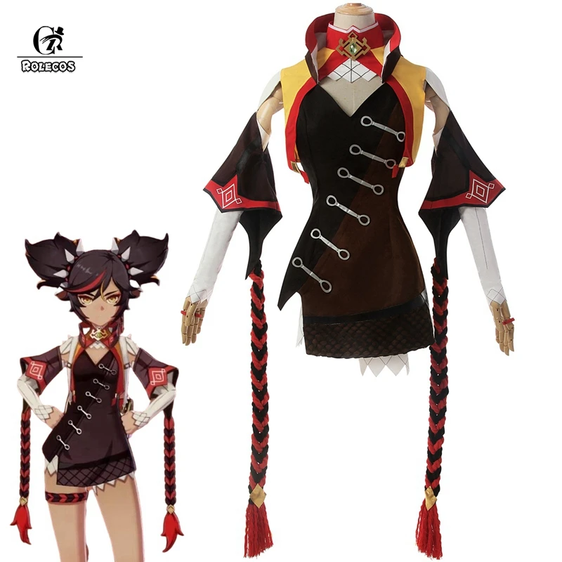Cosplay Costume ROLECOS Genshin Impact XINYAN Cosplay Costume Game Genshin Impact Cosplay Costume for Women Halloween Suit Sexy Outfit