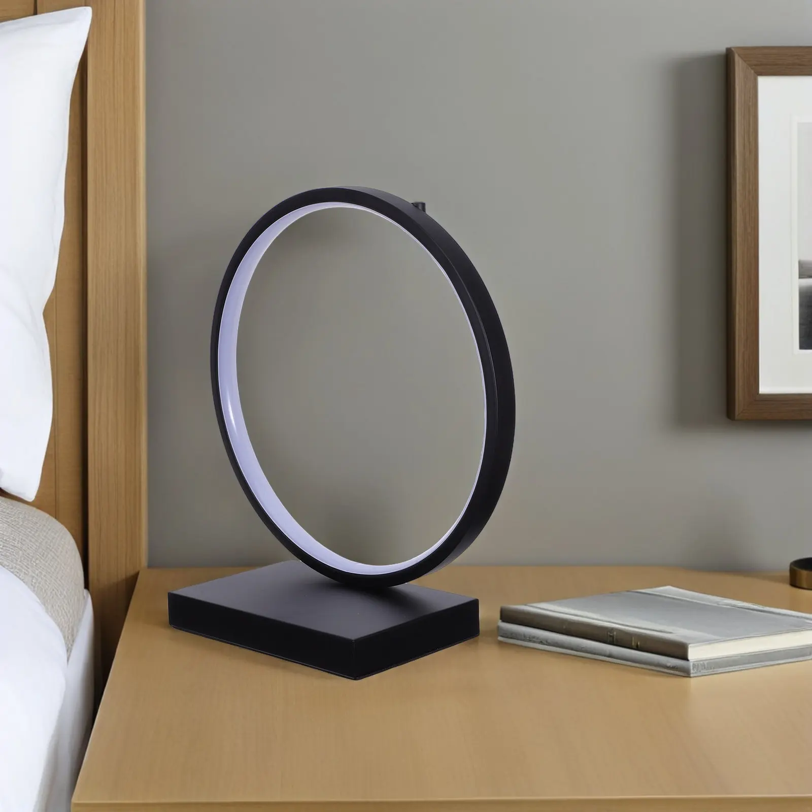 원형 램프 현대적인 원형 램프 예술적인 침실용 야간 조명 밝기 조절 가능 눈 보호 침실 거실용