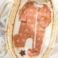 Rainbow Print Cotton Baby Rompers Boys Girls Full Sleeve Pajamas Autumn Spring Infant Cartoon Jumpsuit Foot-wrapped For Newborn 1