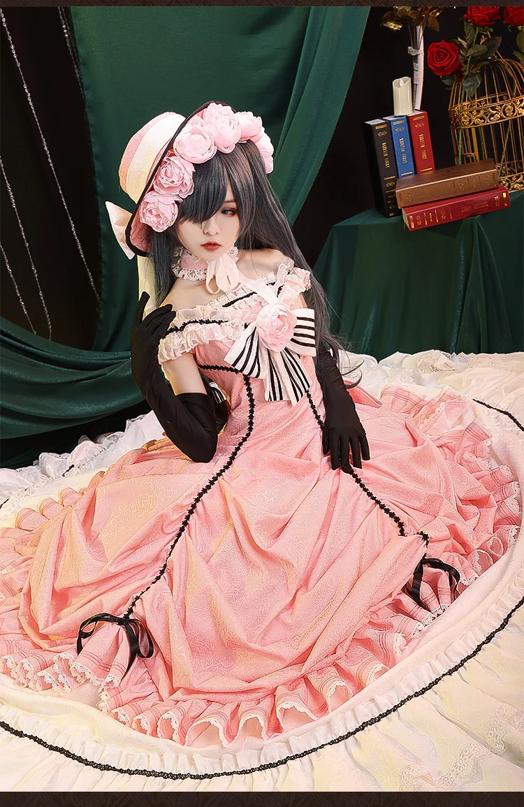 

Hot Game Amine Black Butler Ciel Phantomhive Cosplay Costume Short And Long Gorgeous Dresses Women's Activity Party Role Play