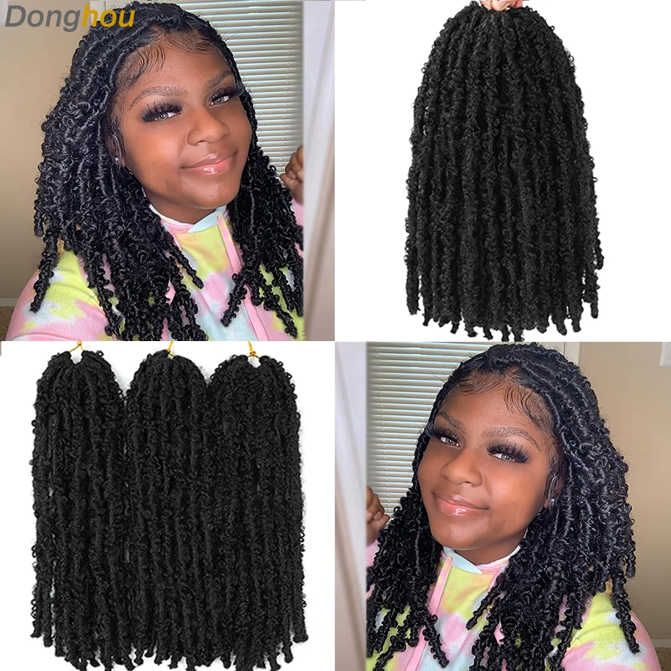 

Butterfly Locs Crochet Hair 12 14 Inch Pre-looped Bob Distressed Butterfly Faux Locs Crochet Braids Pre-twisted Soft Locs Hair