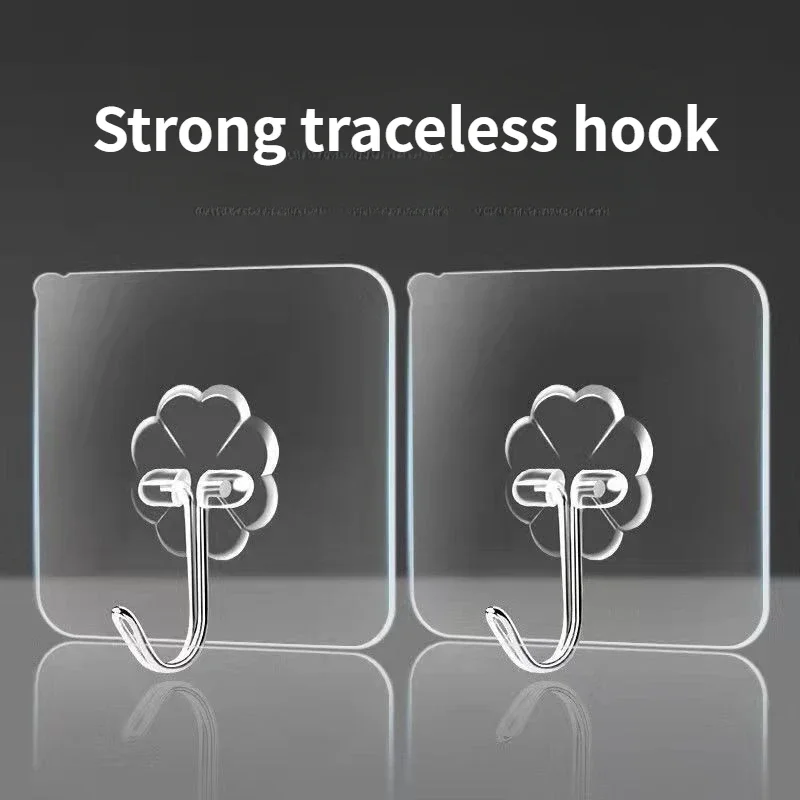 Description Picture 3 of item5/10/20PCS Self Adhesive Hooks Heavy Duty Transparent Wall Hooks Multi-Purpose Key Towel Wall Hook for Bathroom Kitchen Home