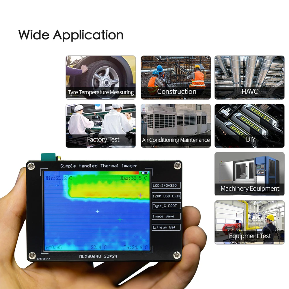 MLX90640 Digital Infrared Thermal Imager 2.8inch LCD Display 240*320 Resolution -40℃ to 300℃ Temperature Measurement Sensor