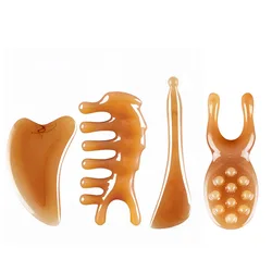 Revitalizing Resin Guasha Massage Plate for Full-Body Relaxation and Circulation Boost (4 Pcs)