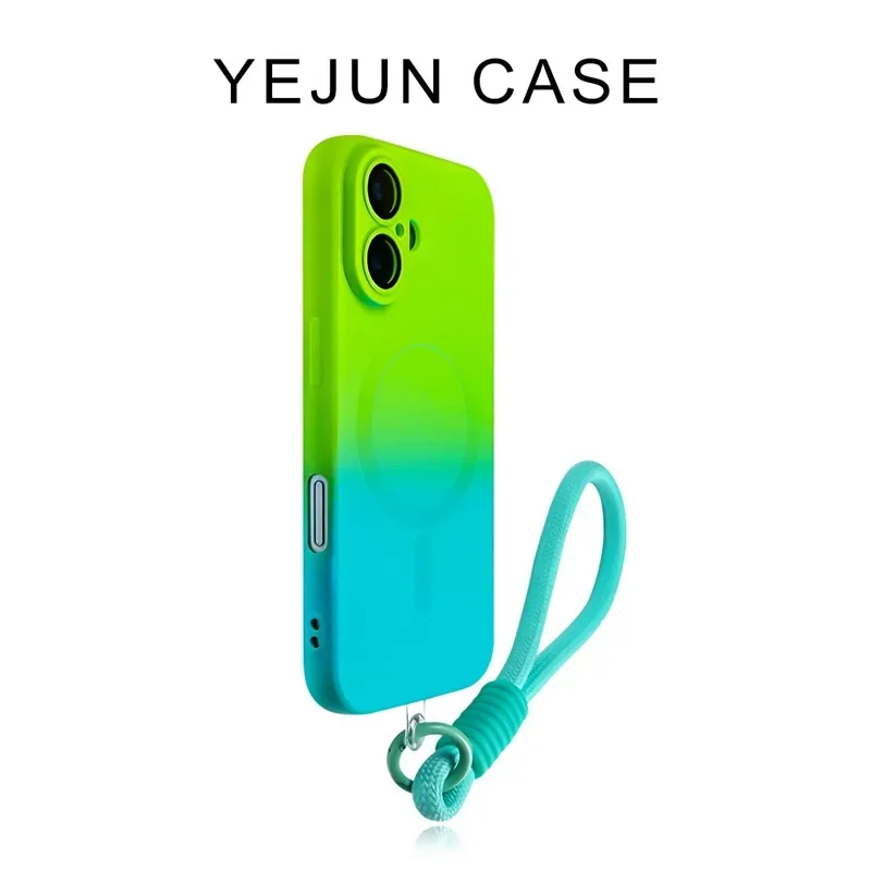 Luxury Gradient Phone Case with MagSafe Wireless Charging and Lanyard Attachment