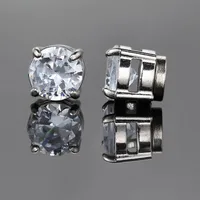 1 Pairs Round Stainless Steel Zircon Earring Earring For Man Woman Hippop Fashion Magnet Earrings Non Piercing Jewelry Wholesale 2