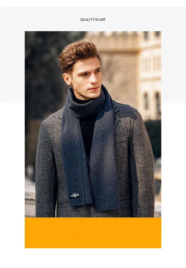 Warm Wool Scarf For Men Winter Solid Color Versatile Neck Warmer_voghion.com