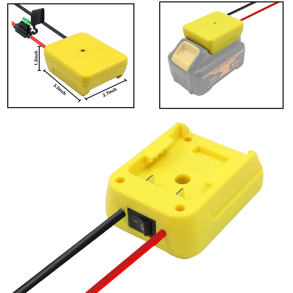 

For DE WALT Battery Adapter Easy To Install Portable Design Yellow 12 AWG DCB200 DCB203 DCB205 DCB206 Affordable