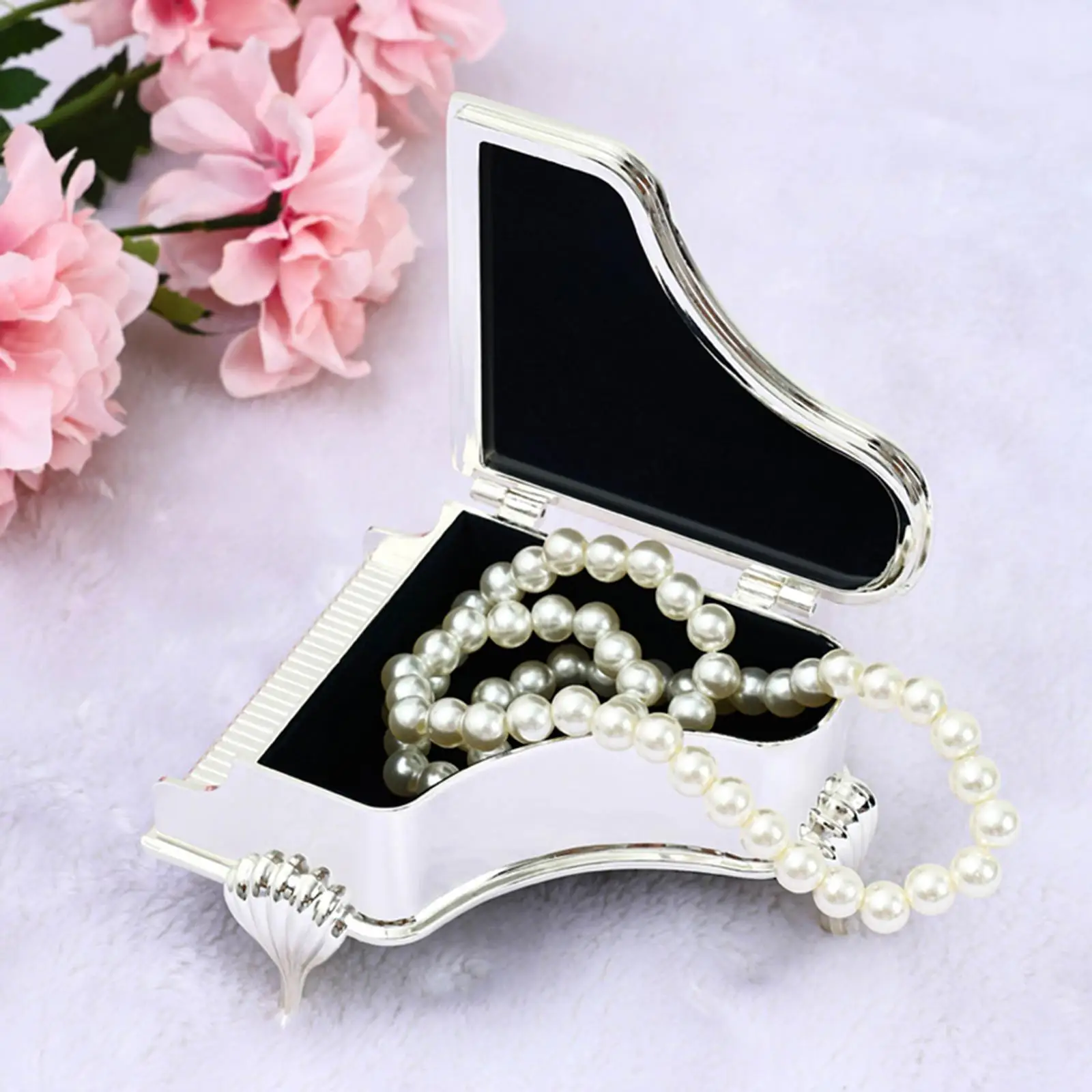 

Piano Shape Jewelry Box Desktop Musical Instrument Decor Small Jewelry Case for Valentines Day Engagement Girls Women Anniversay
