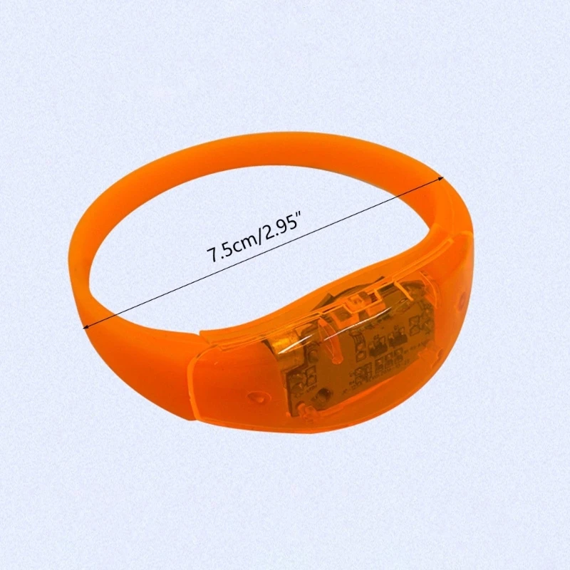 10pcs Voice Activated Sound Control LED Bracelets Flashing Silicone Bangle Decor