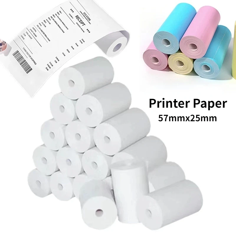 Printer Sticker Paper Printing Label Sticker Thermal Paper Roll Thermal Paper Printing Paper Photo Paper Thermal Printer Paper Self Adhesive Stickers 58mm Mini Photo Printer Paper Rolls Thermal Paper 57*25MM Self-adhesive