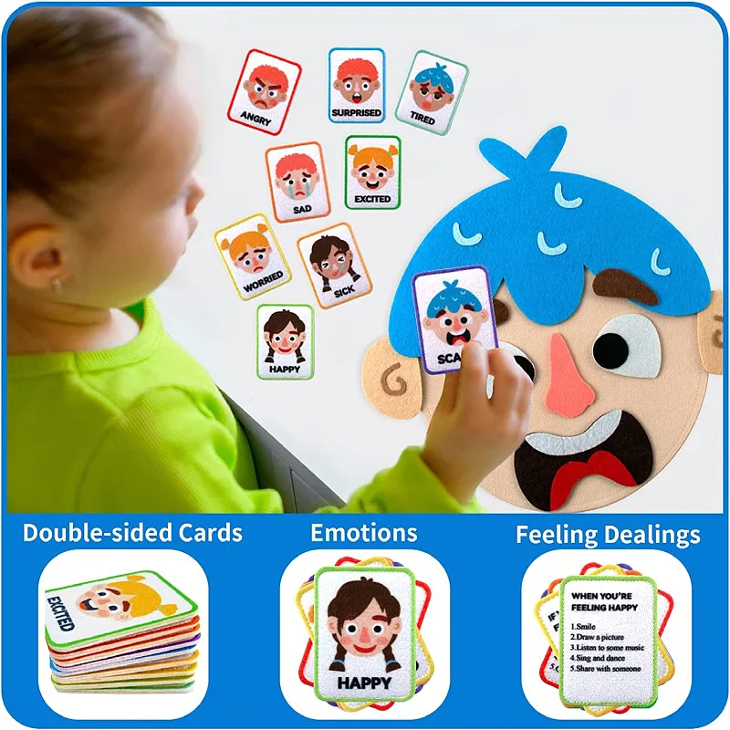 Social Emotional Learning Toy Funny Faces Games Preschool Learning Activities Boards Toys to Express Emotions for Kids 3 4 Years 3