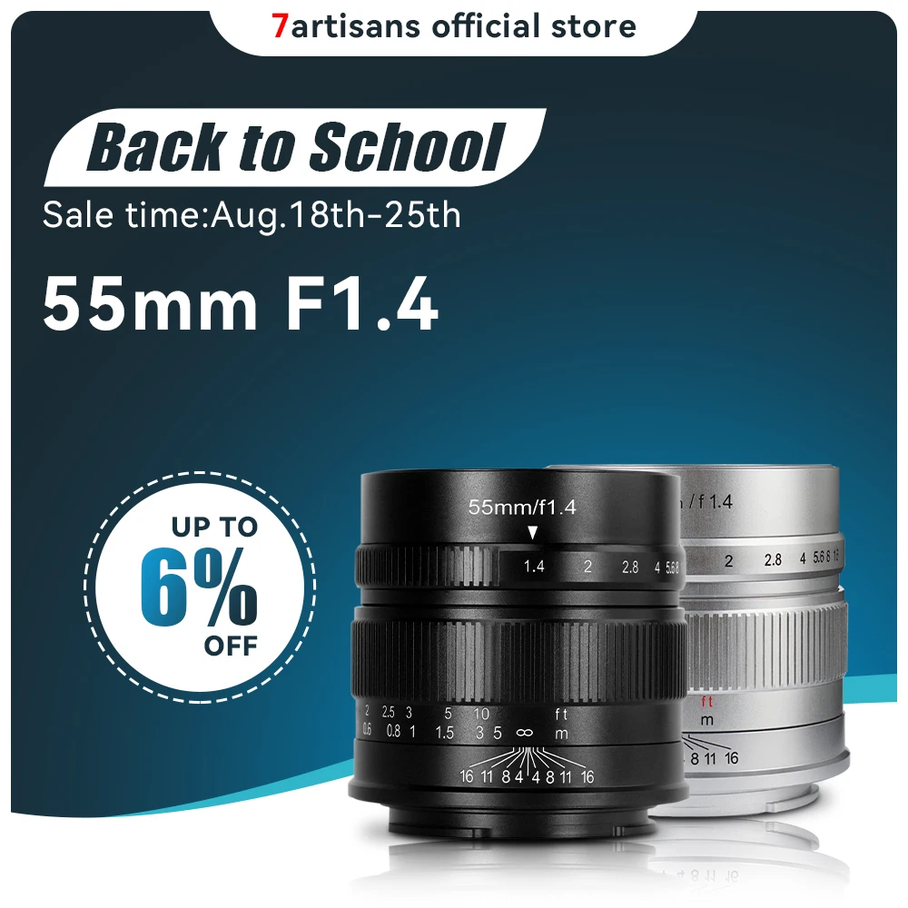 Camera Lens 7artisans 55mm F1.4 MF Large Aperture Portrait Prime Lens For Sony E A6600 Canon EOS-M M50 FujiX X-A1 X-T1 Micro 4/3 E-PL1 E-M10