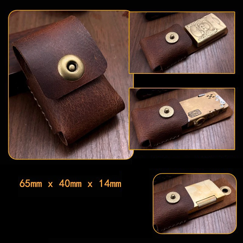 Description Picture 2 of itemReal Retro Leather Fuel Lighter Leather Covering Case For ZORRO ZIPPO Magnet Suction Handmade Men 's Classic