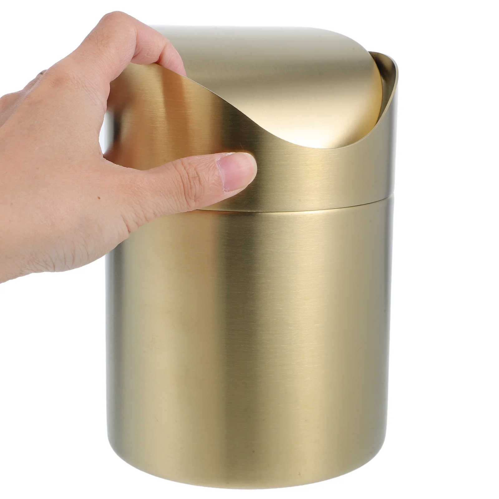 Stainless Steel Trash Can Desk Garbage Container Small Waste Bin Office Bathroom Living Room Metal Waste Paper Basket Car Trash
