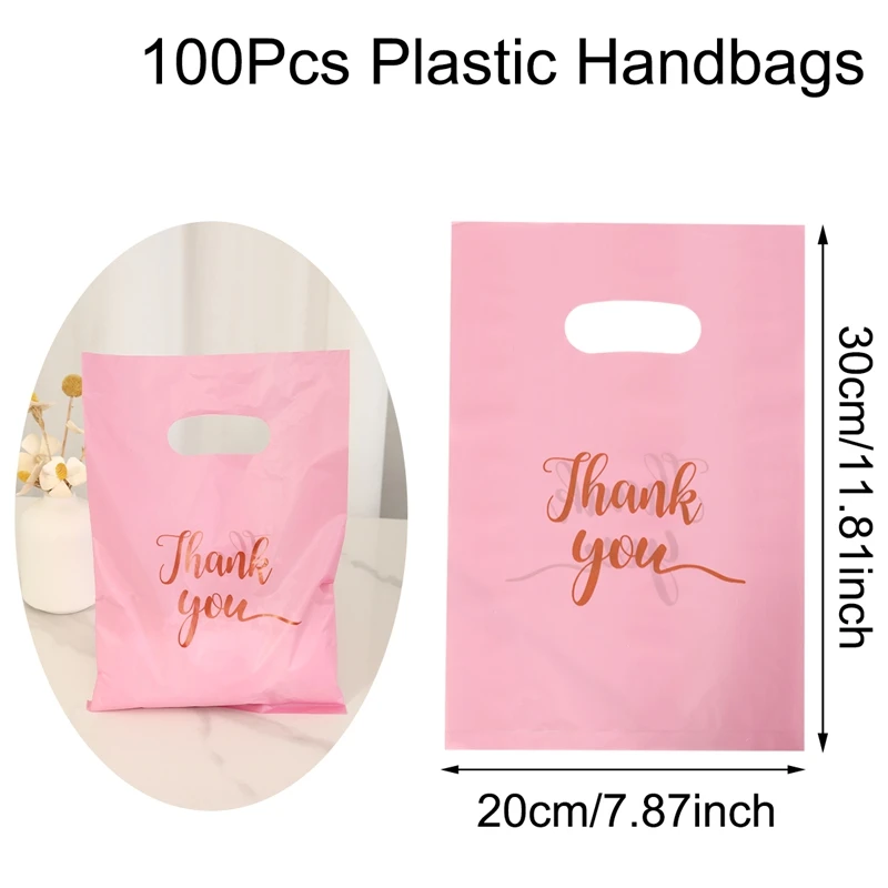 Thank You Plastic Gift Bags 100pcs Gift Wrapping Supplies Perfect Thank You Gifts Party Decor