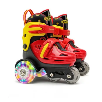 Pattini per bambini pattini a rotelle in linea in PU ad alta elasticità pattini a rotelle a doppia fila per età 2-8 scarpe da pattinaggio per bambini taglia regolabile