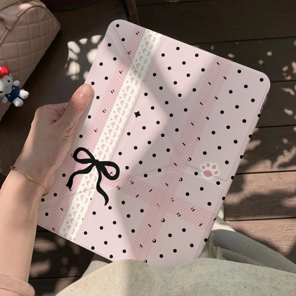 Chic Pink Polka Dot Lace Tablet Case Cover