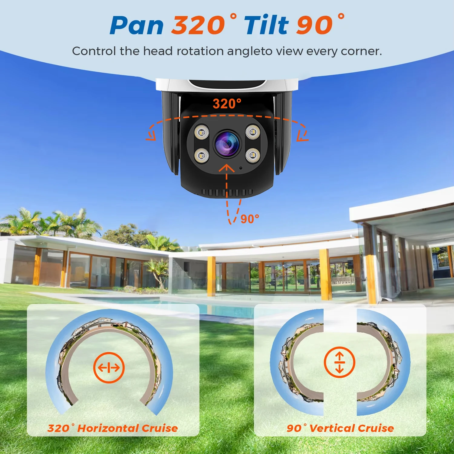Dual-Lens Dual-Screen PTZ Security Camera 4K 8MP Outdoor WiFi IP Cam with AI Auto Tracking Audio Video Surveillance O-Kam Pro 4