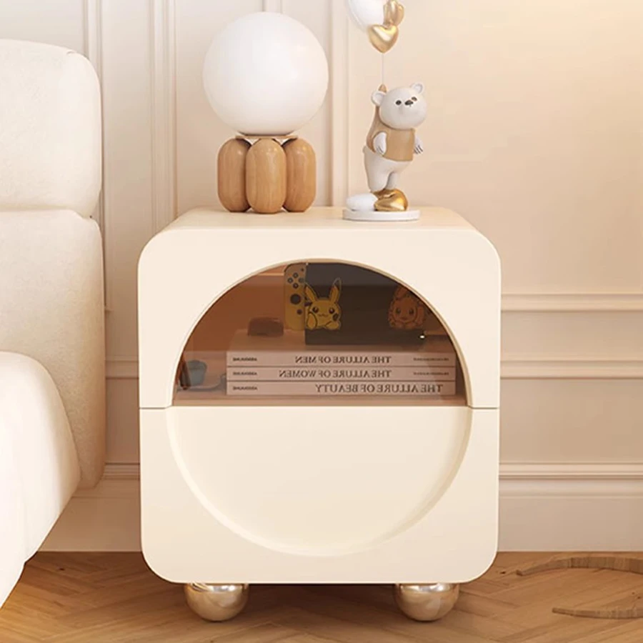 

Makeup Dressing Table Bedside Solid Wood Oval Cute Luxury Small Minimalist Drawers Nightstand Narrow Komidin European Furniture