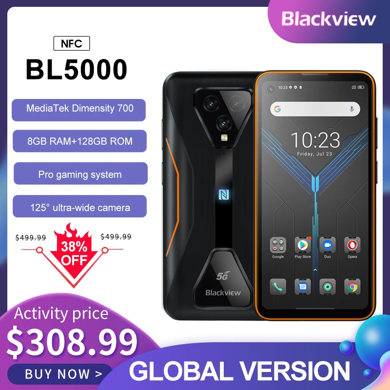 Blackview BL5000 Dual 5G Smartphone IP68 Waterproof 30W Fast Charge Rugged Gaming Phone 8GB+128GB 4980mAh Global Mobile Phone kingston 8gb ram