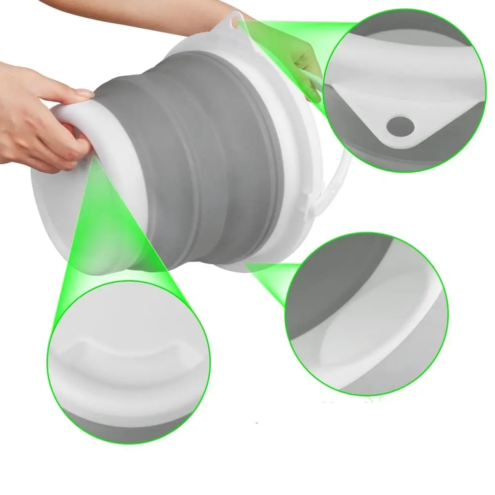 Collapsable Folding Bucket 3L Thick Silicone Cover For Wash Car Camping Travel Fishing