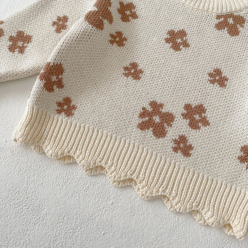 Infant Kids Baby Girls Boys Long Sleeve Flower Printing Knit Pullover Sweaters Baby Girls Boys Children's Clothes Sweaters
